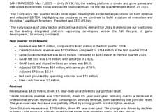 Unity Software FY2025 Q1 Press Release